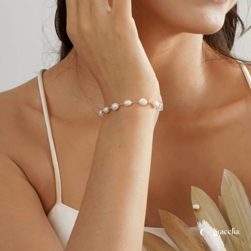 Delicate Freshwater Pearl Bracelet: Minimalist Charm with Profound Natural Meaning. - Second Image